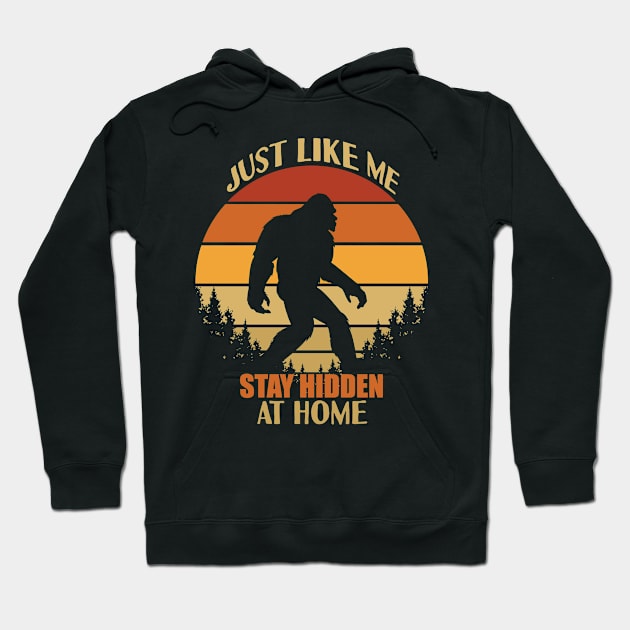 Just like me stay hidden at home - bigfoot social distancing Hoodie by Tesszero